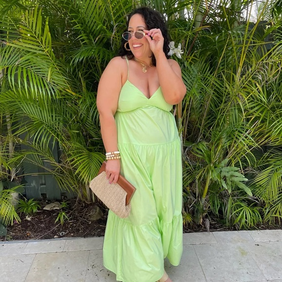 BNWT A New Day Neon, Lime Green Tiered Maxi Sundress by Target XS - Picture 2 of 11